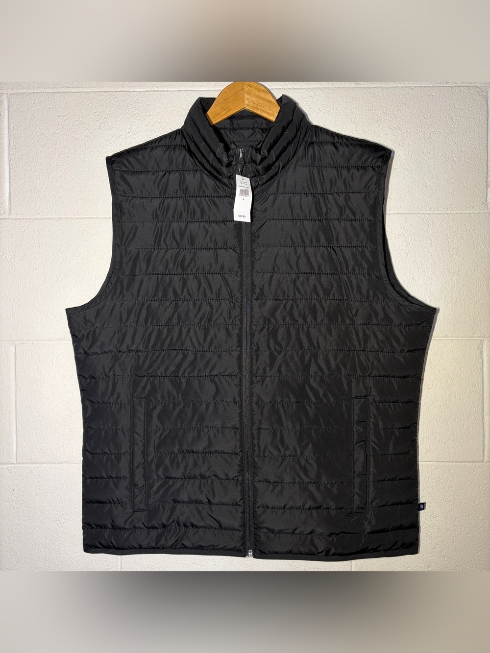 GAP Men's Size L Black ColdControl Puffer Vest Full Zip Water Resistant Pockets